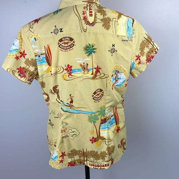Tori Richard Honolulu Kona Brewing Co Hawaii Womens Shirt SZ XL Made in USA - Picture 9 of 11